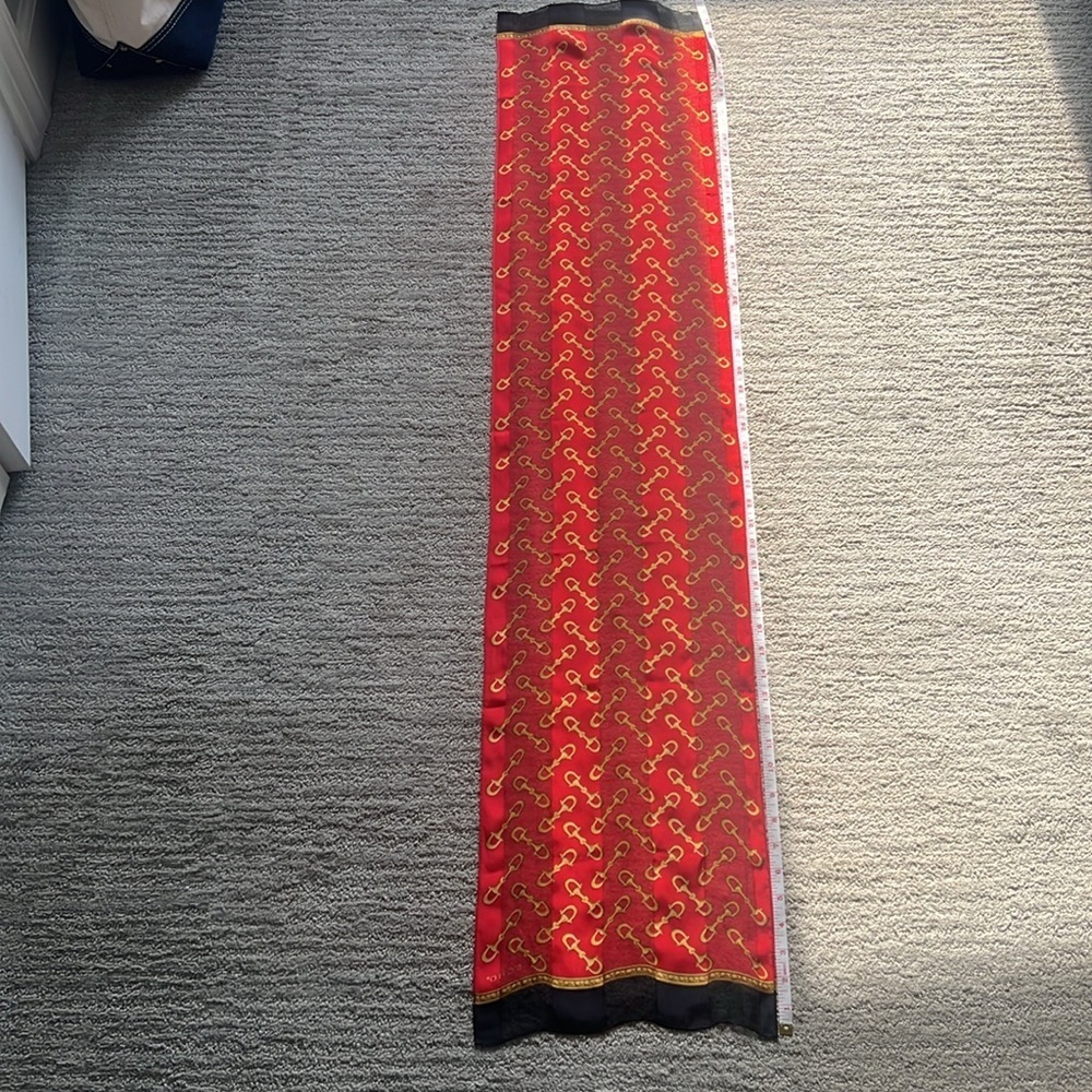 Echo Red and Gold Silk Scarf | Vintage | Western | Equestrian | Quiet Luxury - Picture 10 of 10